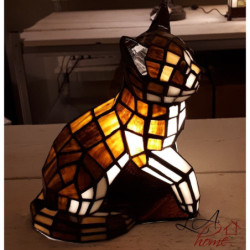Dekorativní lampa Tiffany kočka - 24*20 cm 1x E14 / max 40w