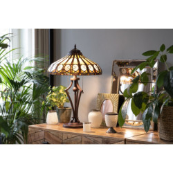 Stolní lampa Tiffany Ellegant - Ø 41*64 cm/ E27/max 2*60W