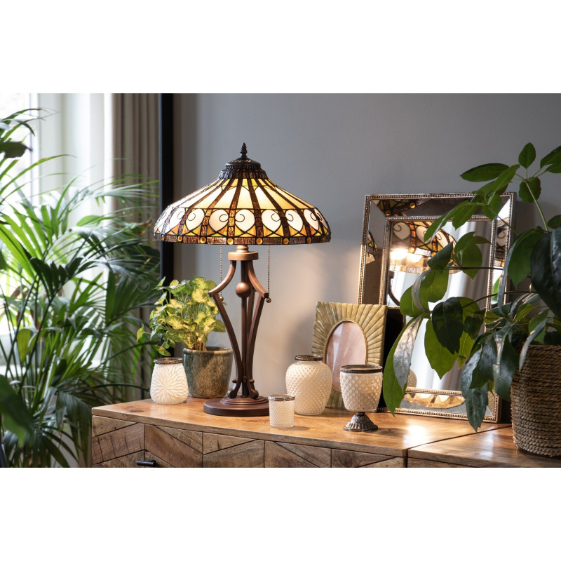 Stolní lampa Tiffany Ellegant - Ø 41*64 cm/ E27/max 2*60W