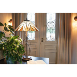 Béžovo-hnědá stolní lampa Tiffany Owa - Ø 41*69 cm E27/max 2*60W
