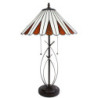 Béžovo-hnědá stolní lampa Tiffany Owa - Ø 41*69 cm E27/max 2*60W