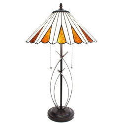 Béžovo-hnědá stolní lampa Tiffany Owa - Ø 41*69 cm E27/max 2*60W