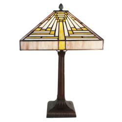 Pyramidová stolní lampa Tiffany - 31*31*48 cm E27/max 1*60W