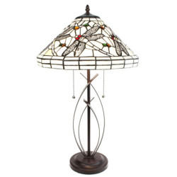 Stolní lampa Tiffany White Dragonfly - 41x69 cm E27/max 2x40W