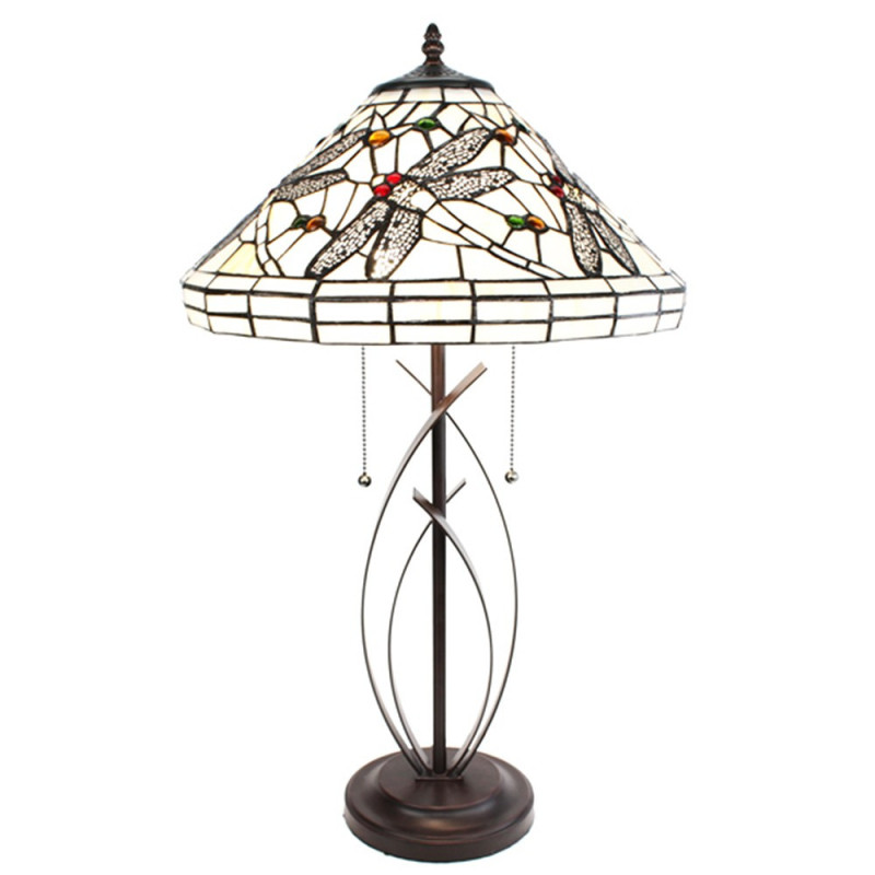 Stolní lampa Tiffany White Dragonfly - 41x69 cm E27/max 2x40W