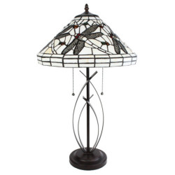 Stolní lampa Tiffany White Dragonfly - 41x69 cm E27/max 2x40W