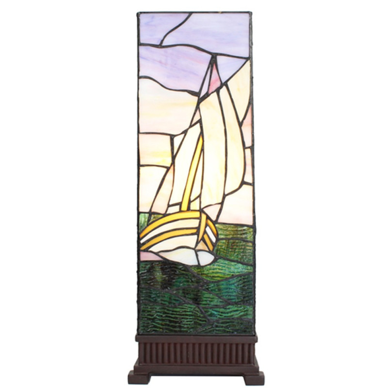 Stolní lampa Tiffany s plachetnicí Viw - 18*18*48 cm E14/max 1*40W