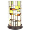 Béžovo-zelená válcovitá stolní Tiffany lampa - Ø 15*26 cm E14/max 1*40W